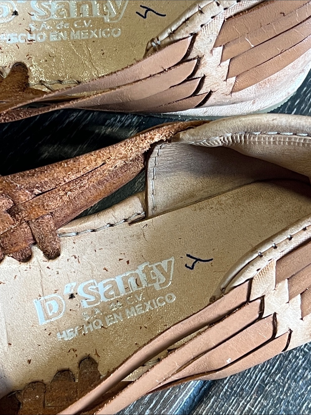 Woven Leather Huarache Slip-On Loafers in Tan - Picture 3 of 5